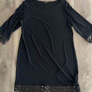 Tiana B Black Sequin Trim Mini Dress – Size 16